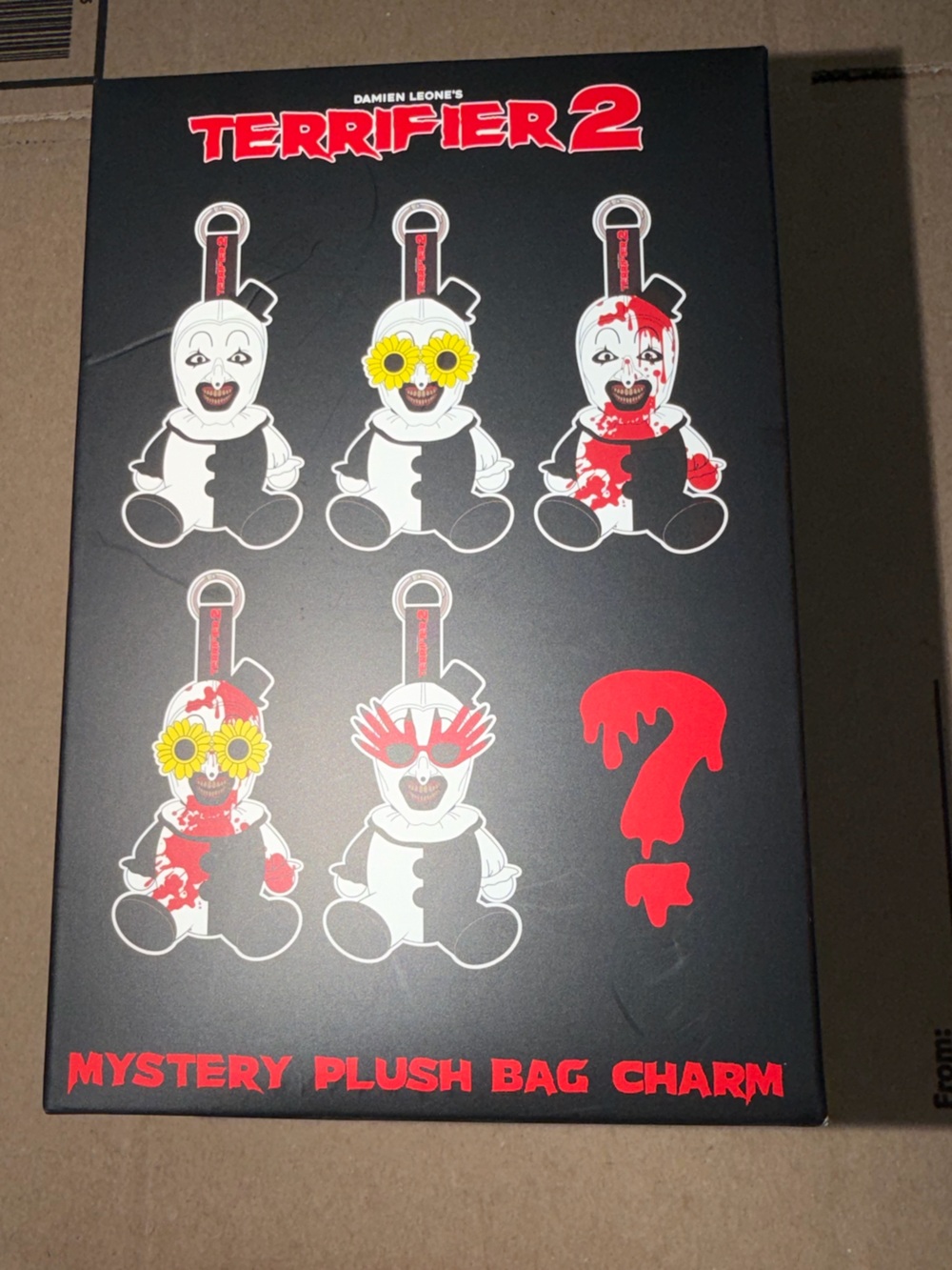 Terrifier Mystery Plush Bag Charm Keychain - Black & Red